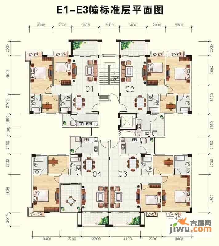 雅芙花园3室2厅2卫90.5㎡户型图