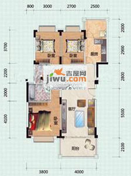 大信新家园3室2厅2卫112.4㎡户型图