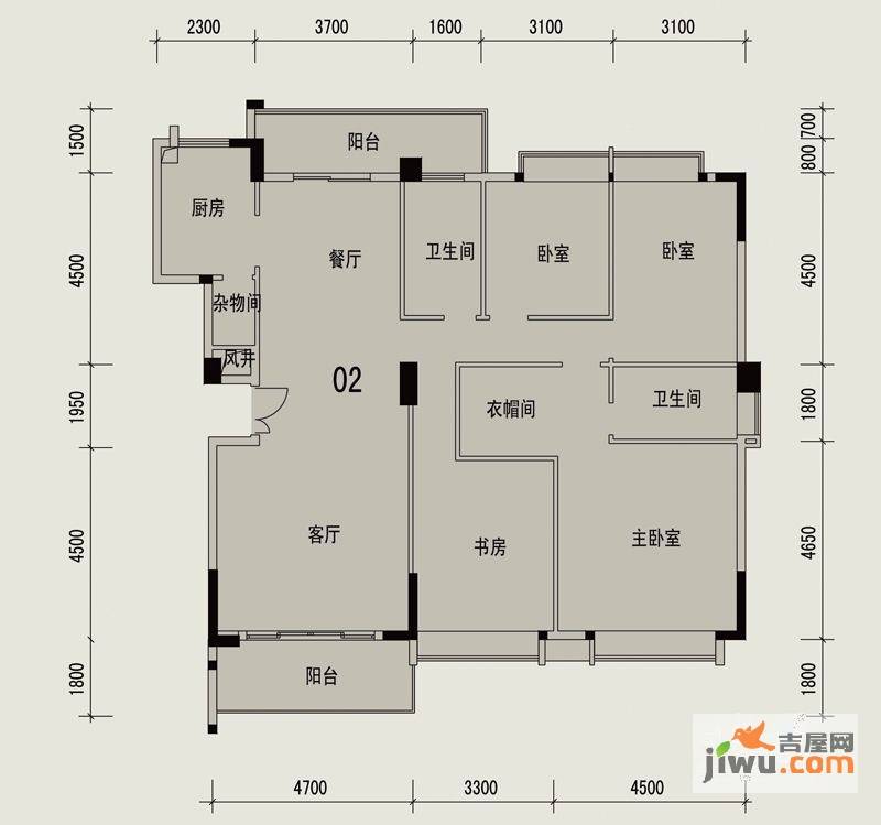 岭南印象4室2厅2卫170.1㎡户型图