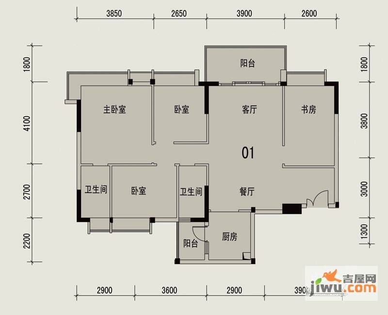 岭南印象4室2厅2卫113.6㎡户型图