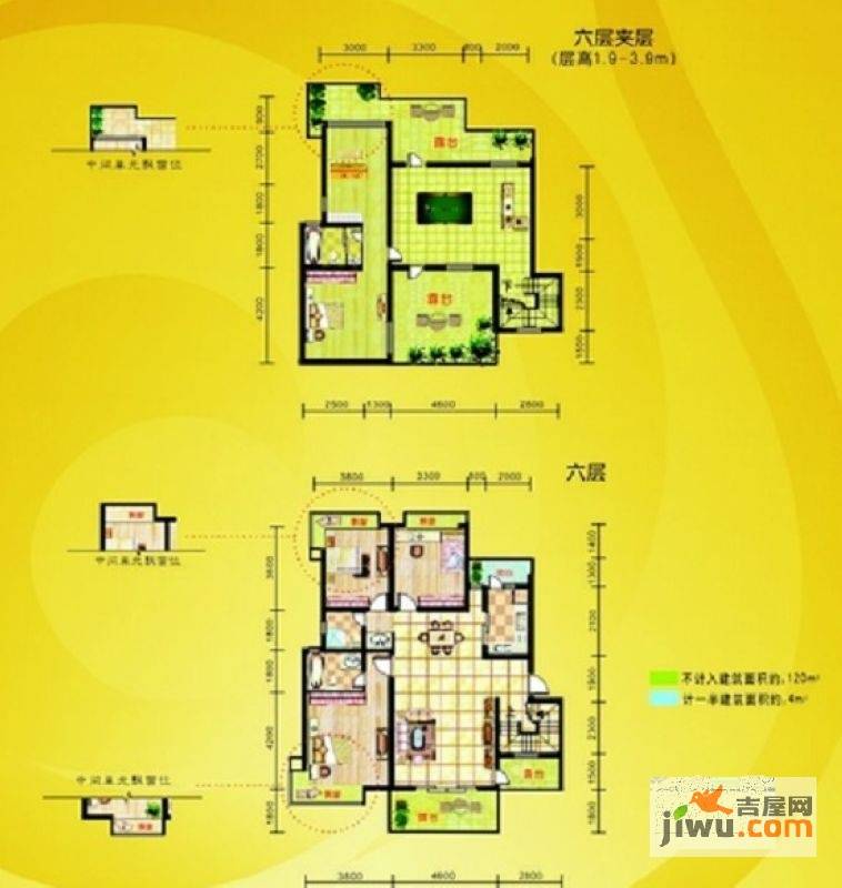 日月湖国际生态城3室2厅2卫116㎡户型图