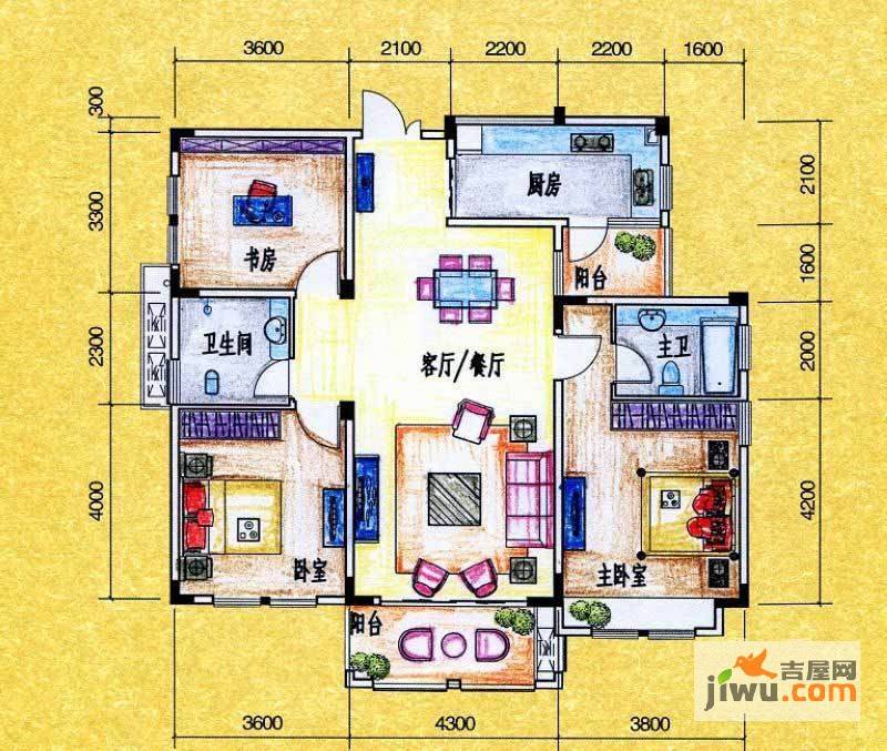 彰泰兰乔圣菲3室2厅2卫109.5㎡户型图