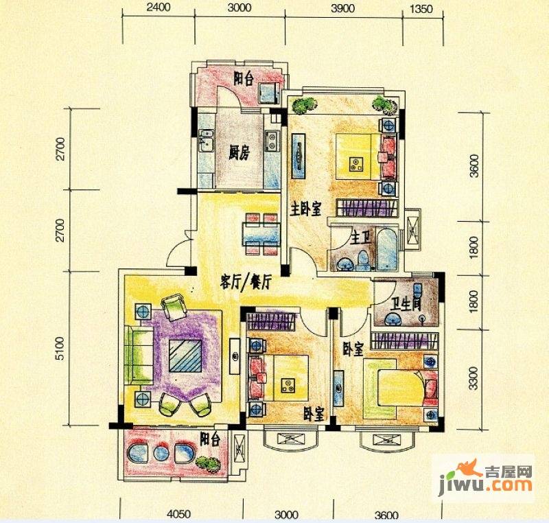 彰泰兰乔圣菲3室2厅2卫111.2㎡户型图