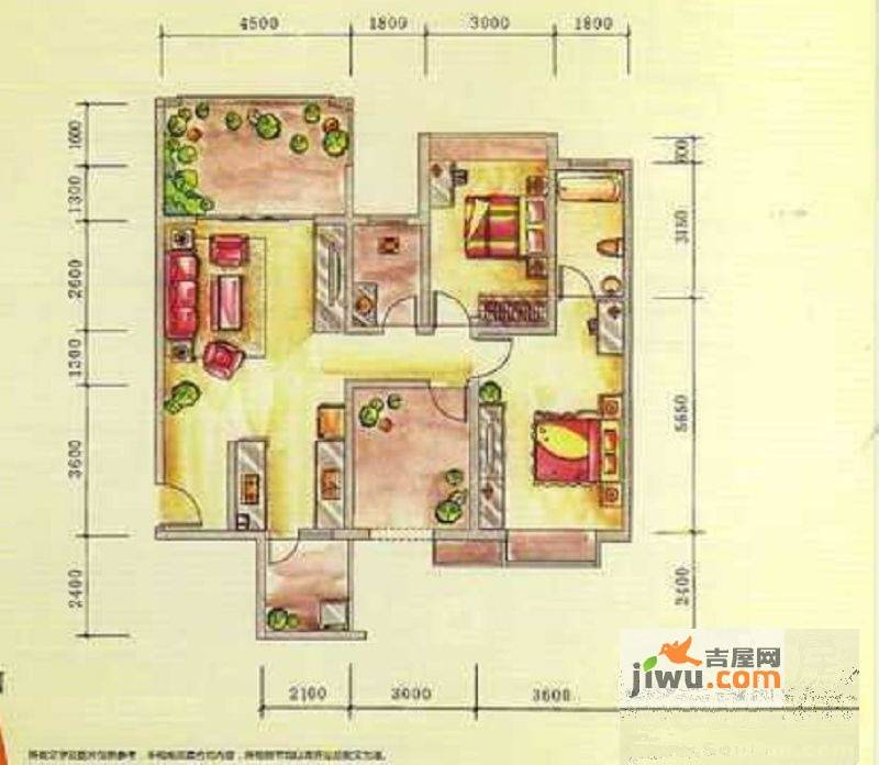 联达山与城3室2厅2卫93.2㎡户型图