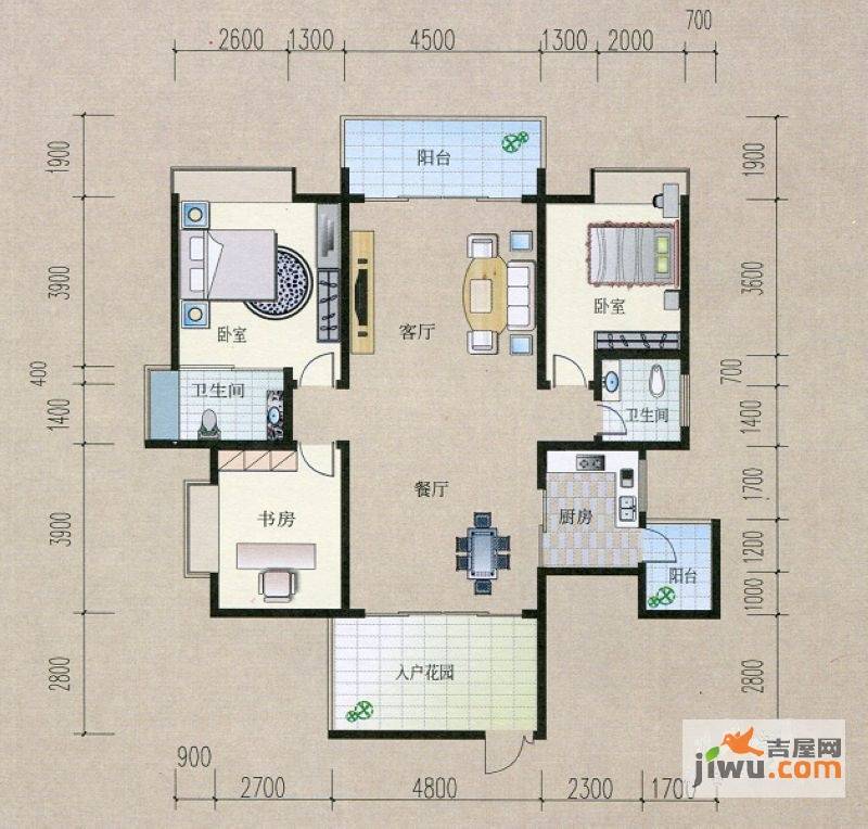 金水湾及第苑3室2厅2卫139.8㎡户型图