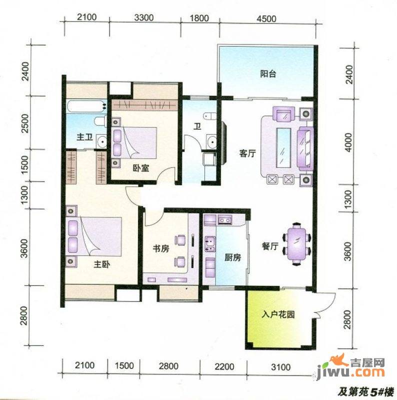 金水湾及第苑3室2厅2卫124.5㎡户型图