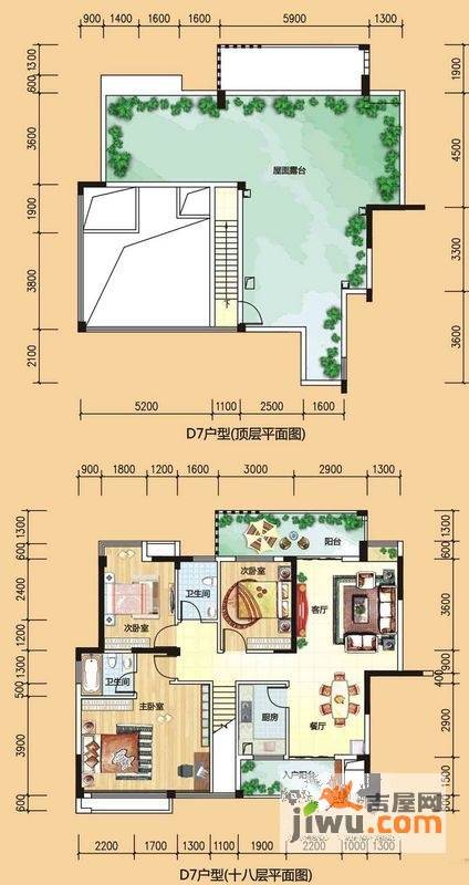 碧园香樟林4室2厅2卫130㎡户型图