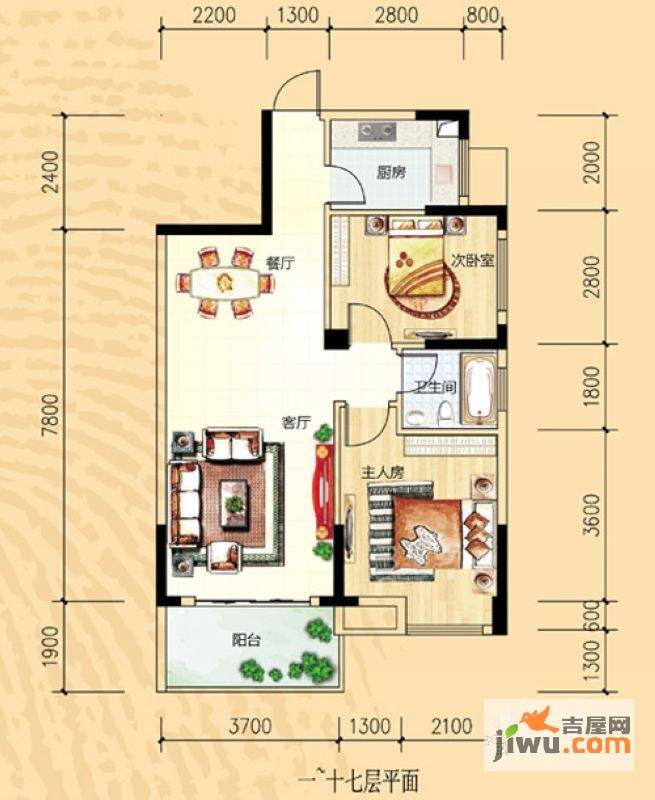 碧园香樟林2室2厅1卫82㎡户型图