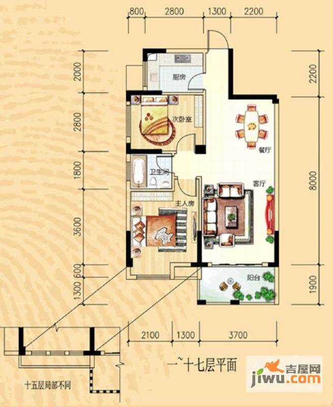 碧园香樟林2室2厅1卫82㎡户型图