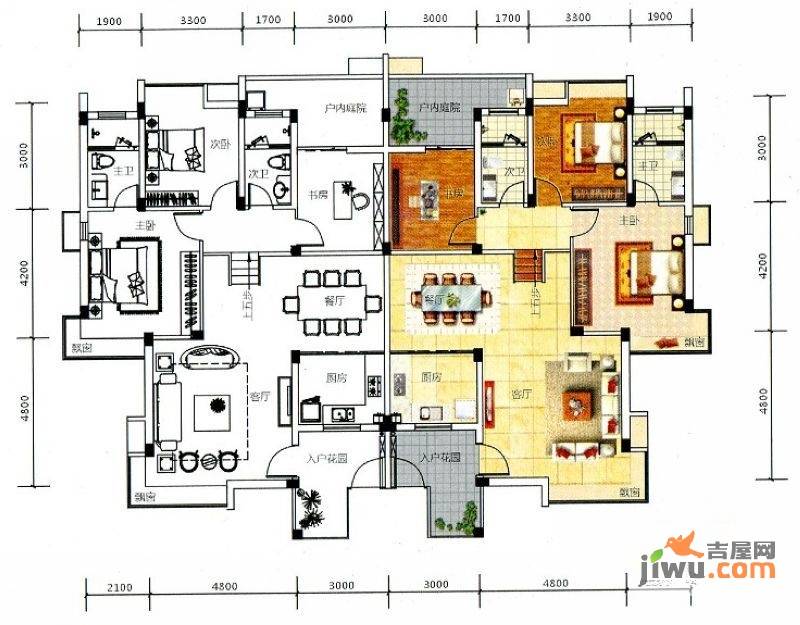 彰泰第六园3室2厅2卫123㎡户型图