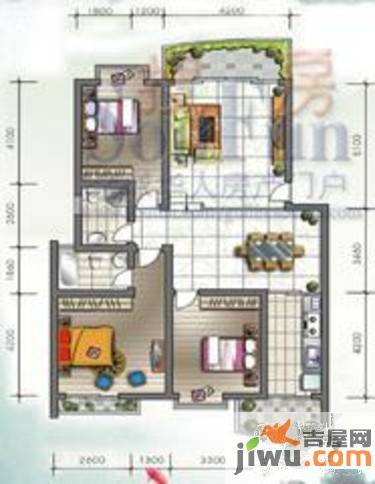 山水阳光城3室2厅2卫133.4㎡户型图