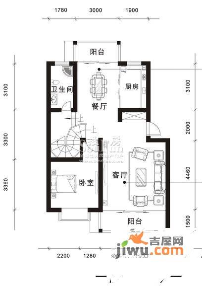 水印帝景2室2厅1卫150㎡户型图