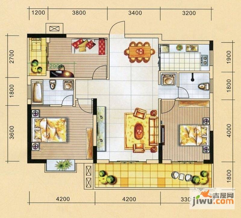 瀚浩君临华庭3室2厅2卫117㎡户型图