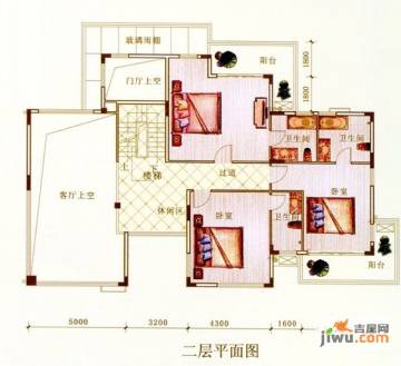 桂林萬靈潤園獨棟別墅二層戶型5室3廳5衛1廚