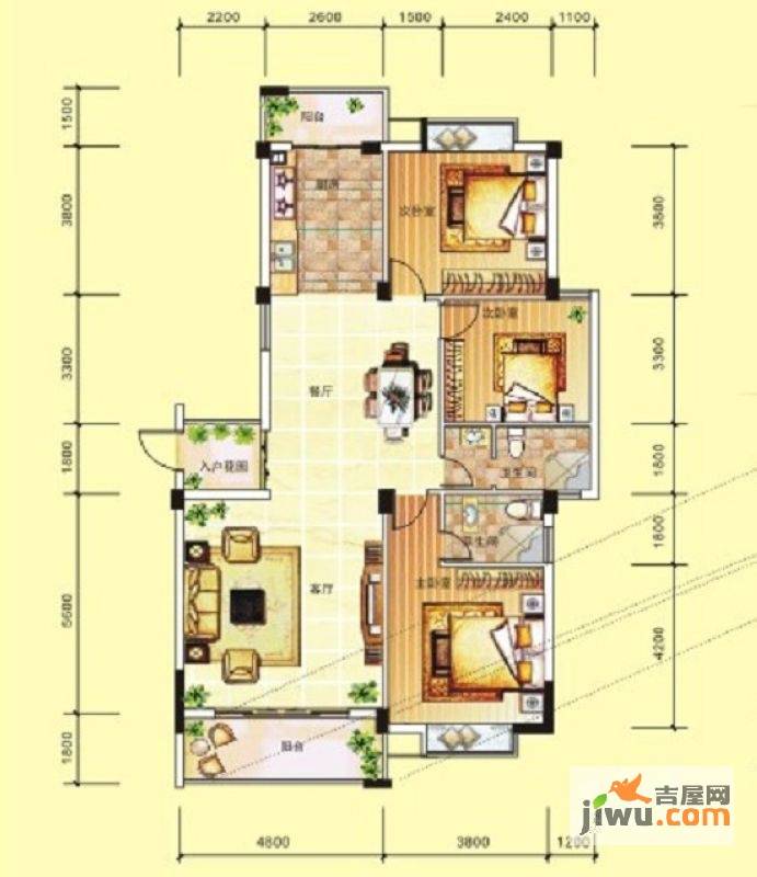 广源国际社区3室2厅2卫143.3㎡户型图