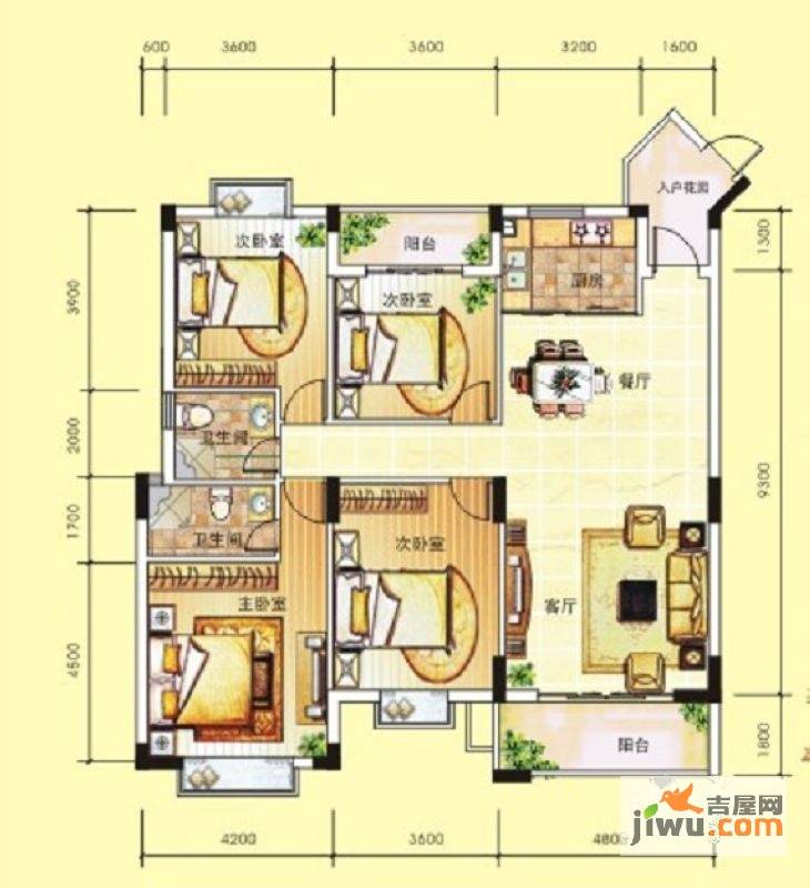 广源国际社区4室2厅2卫163.4㎡户型图