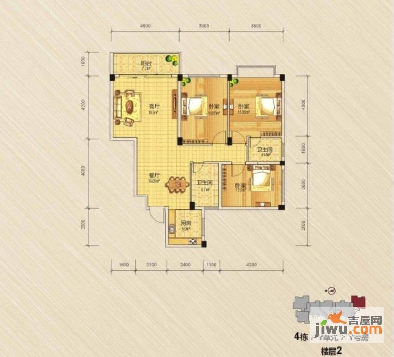 安厦尚城风景3室2厅2卫122.1㎡户型图