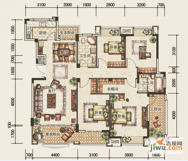 兴进上郡4室2厅2卫143㎡户型图