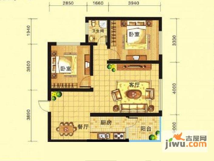 彰泰山水桂林3室2厅1卫户型图