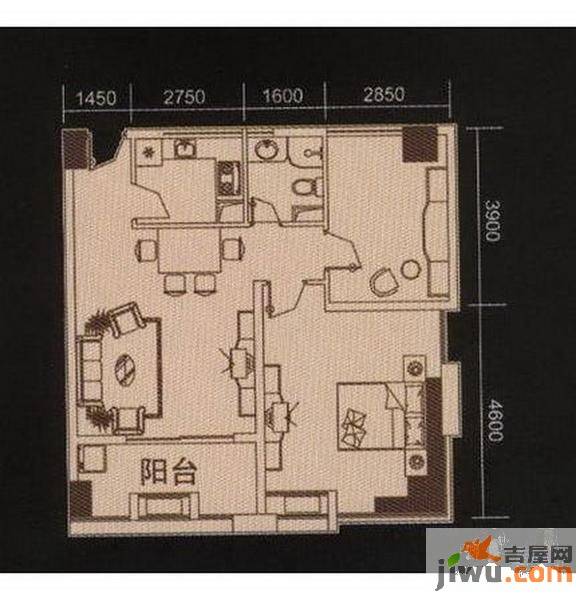 瑞升自由舱2室2厅1卫98㎡户型图