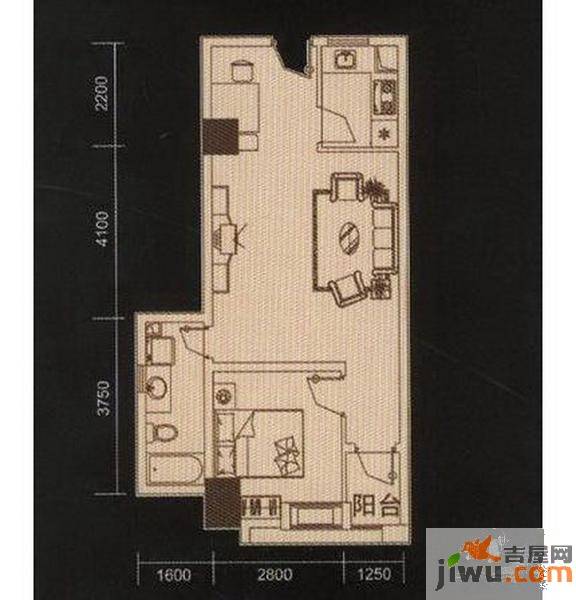 瑞升自由舱1室1厅1卫72㎡户型图