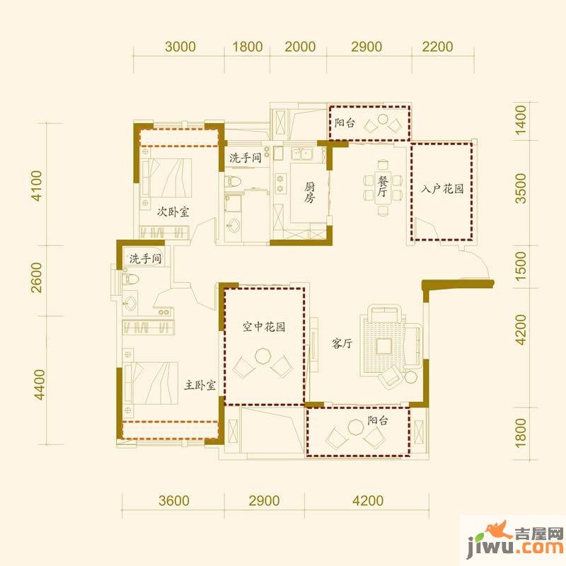 融侨上院4室2厅2卫131.6㎡户型图