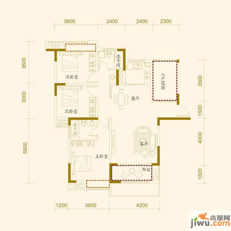 融侨上院4室2厅2卫121.4㎡户型图