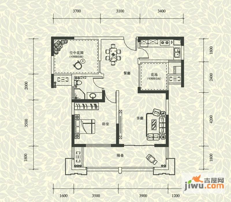 融侨观邸1室1厅1卫80.1㎡户型图