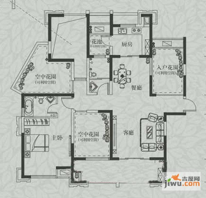 融侨观邸3室2厅1卫105.2㎡户型图