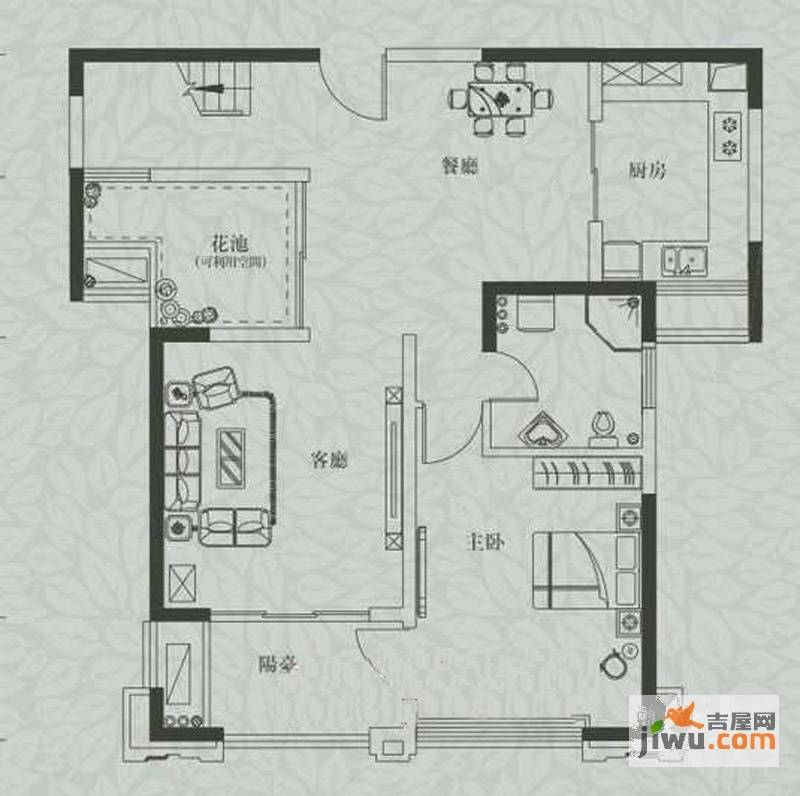 融侨观邸2室2厅1卫163.6㎡户型图