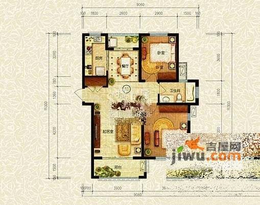 长安萨尔斯堡3室2厅2卫93㎡户型图