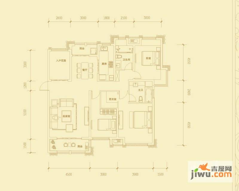 紫御府3室2厅2卫139.8㎡户型图