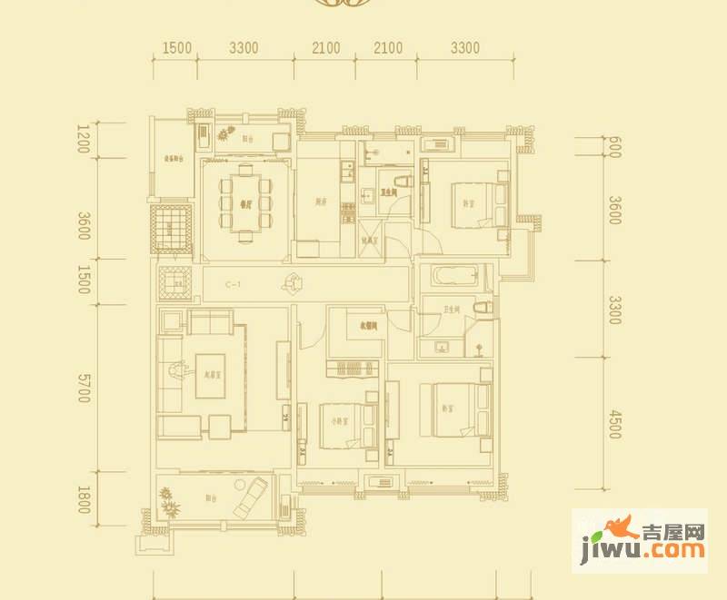 紫御府3室2厅2卫160㎡户型图