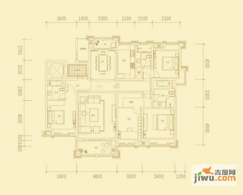 紫御府3室2厅2卫186.3㎡户型图