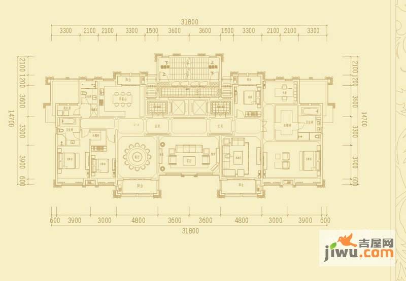 紫御府4室3厅3卫371.4㎡户型图