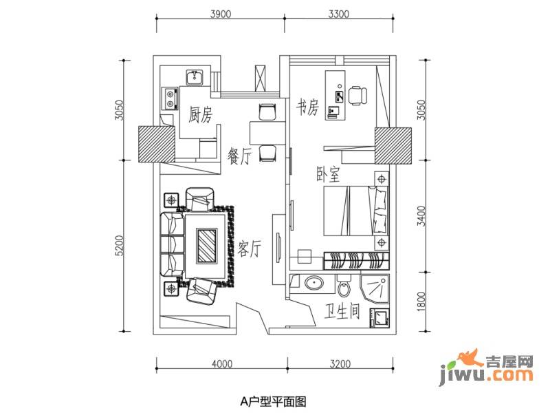 IBC中海国际2室2厅1卫83㎡户型图