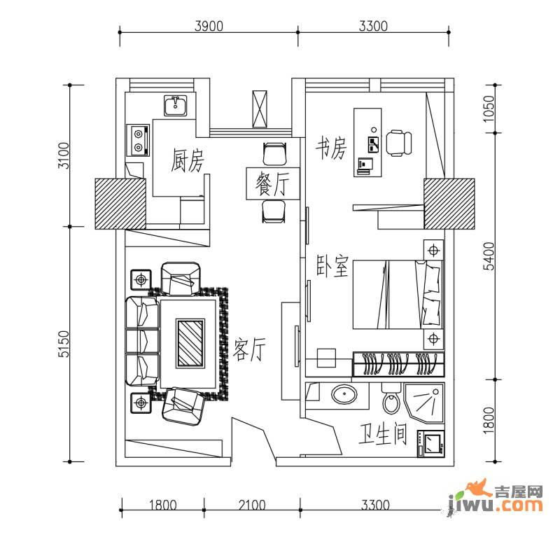 IBC中海国际2室2厅1卫83㎡户型图