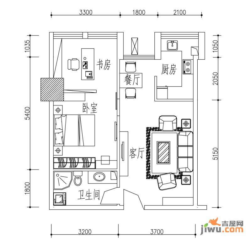 IBC中海国际2室2厅1卫83㎡户型图