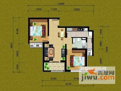 新厦水岸天成2室2厅1卫85㎡户型图