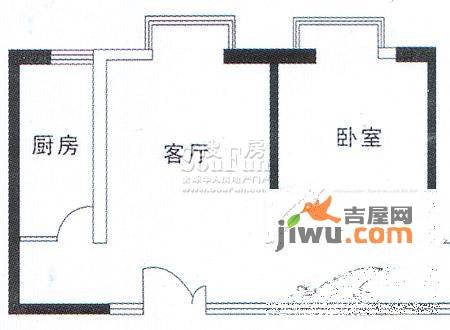 亚太嘉园1室1厅1卫49.7㎡户型图