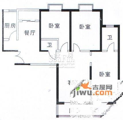 亚太嘉园3室2厅1卫151.7㎡户型图