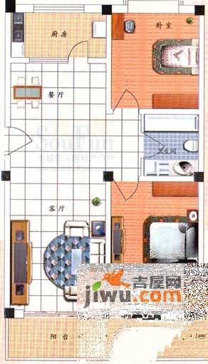 九洲城A区2室2厅1卫99㎡户型图