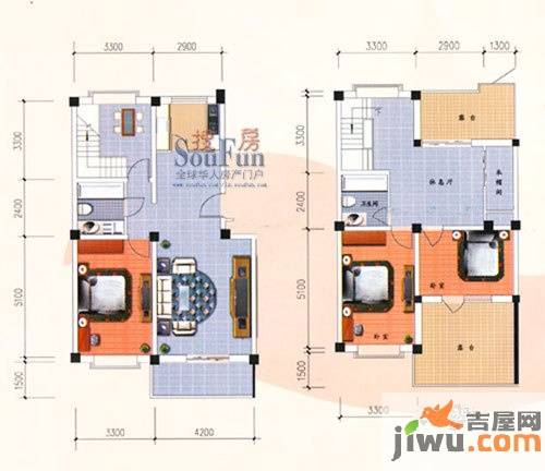 九洲城A区3室3厅2卫155㎡户型图