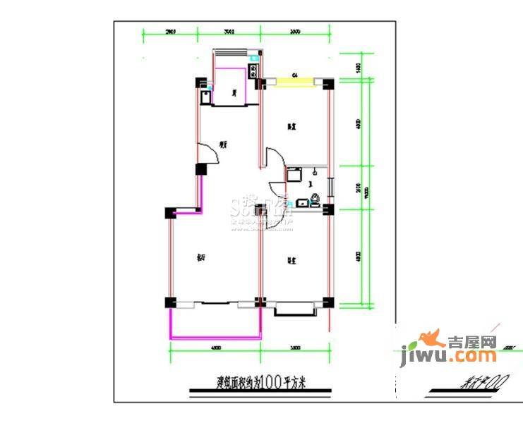 合作新村2室2厅1卫100㎡户型图