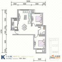 天水丽城2室2厅1卫109.8㎡户型图