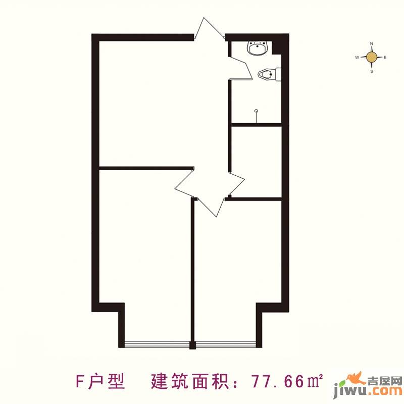 紫金大厦2室1厅1卫77.7㎡户型图