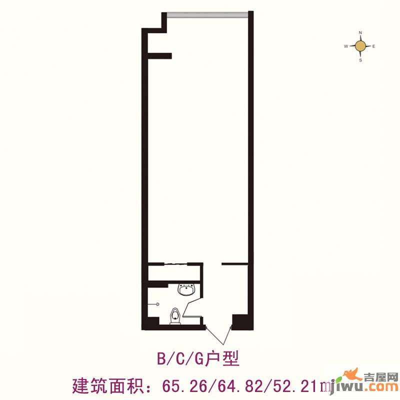 紫金大厦1室1厅1卫52.2㎡户型图