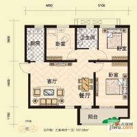 安联青年城3室2厅1卫107.6㎡户型图