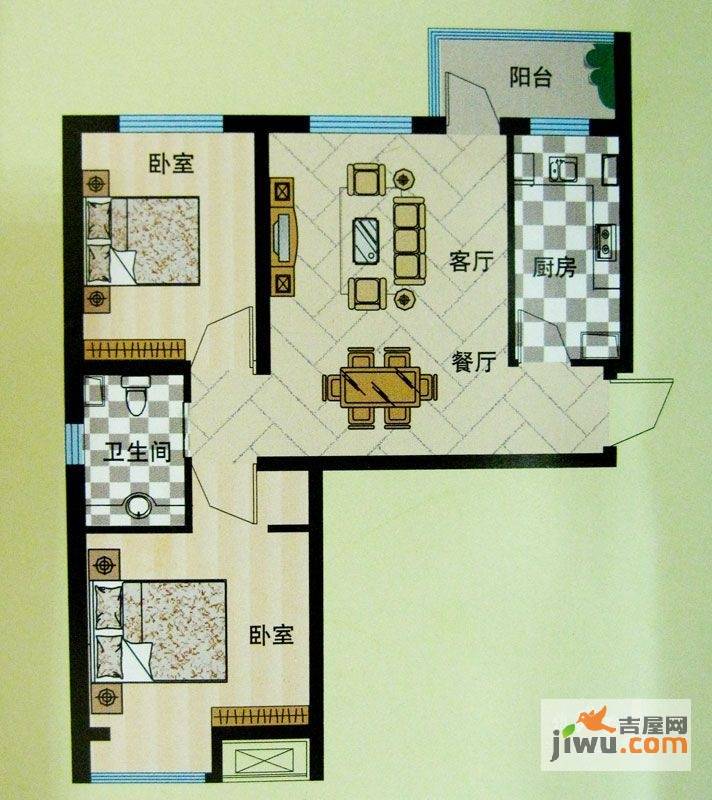 安联青年城2室2厅1卫72.9㎡户型图