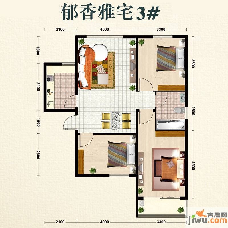 嘉和城3室1厅1卫143㎡户型图